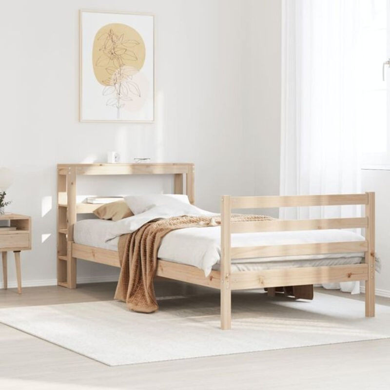 Massivholzbett Vidaxl aus Kiefer in Braun, Skandinavisch, B: 75 cm, L: 190 cm - Bild 1