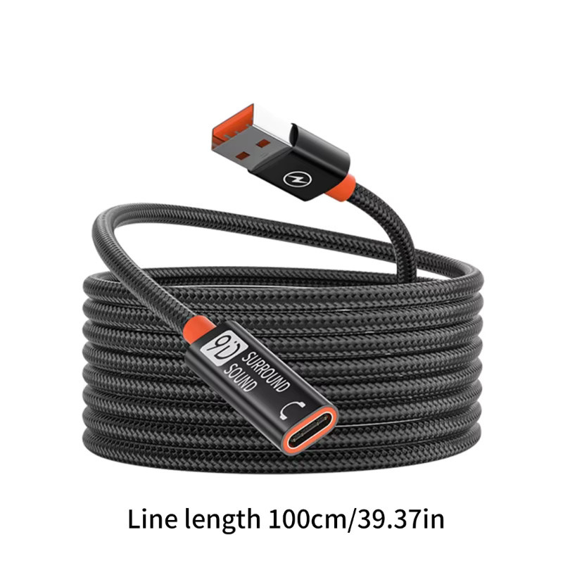 USB A auf USB C Verlängerungskabel mit 5 Gbit/s Datenübertragung, geflochtenes Nylon, Schwarz - Bild 5
