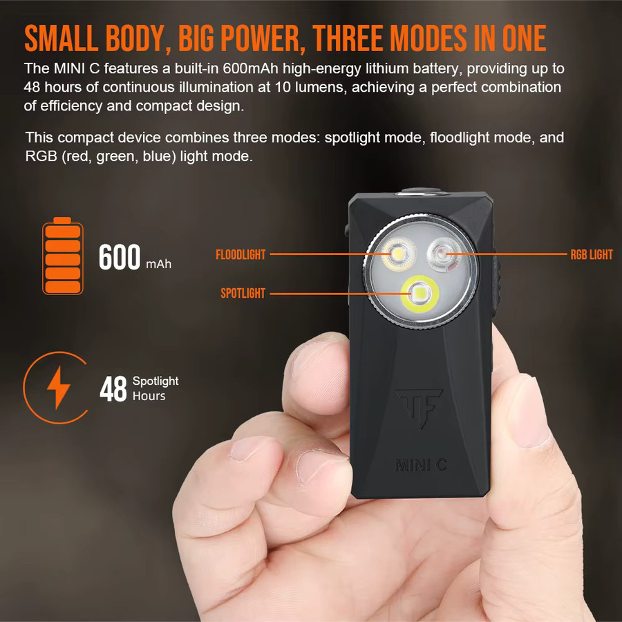 Trustfire MINIC 800LM RGB Mini Clip-Licht Taschenlampe mit Magnet und USB-Wiederaufladung in Multicolour - Bild 4