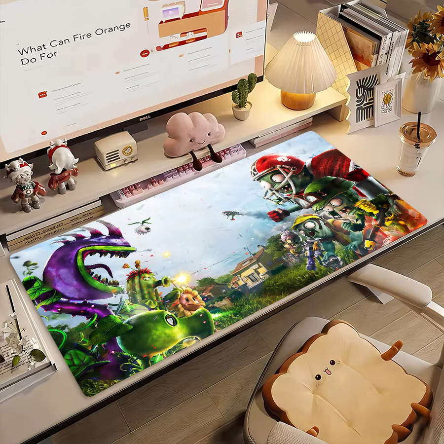 Cartoon Plants vs Zombies Mauspad in Multicolour, rutschfeste Schreibtischunterlage aus Gummi für Gamer und Büro - Bild 2