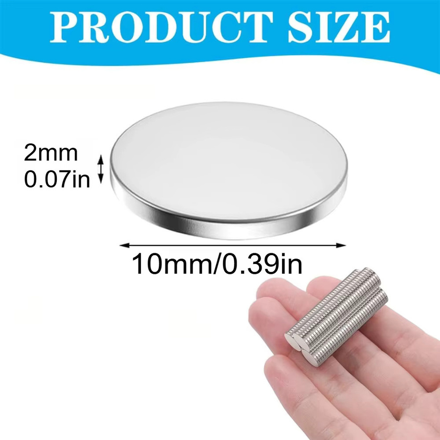 U-POLEMAG Runde Magnete in Silber, Set für Whiteboards, Kühlschrank und DIY-Projekte, Durchmesser: 10 mm, Dicke: 2 mm oder 3 mm - Bild 2