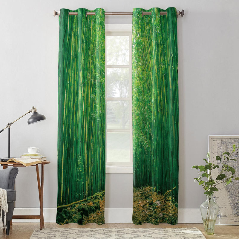 Super Six Bambus-Fenstervorhang aus Polyester in Grün, semi-transparent, 2er-Set, Breite: 100 cm, Höhe: 160 cm - Bild 3