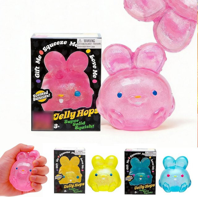 Nee-doh Jelly Rabbit Squishy, Sensorisches Quetschspielzeug, Rot/Lila/Blau - Bild 1