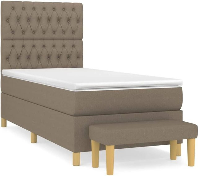 vidaXL Boxspringbett Hybrid mit Matratze Taupe B/T/H: 100 x 200 x 118 cm - Bild 1