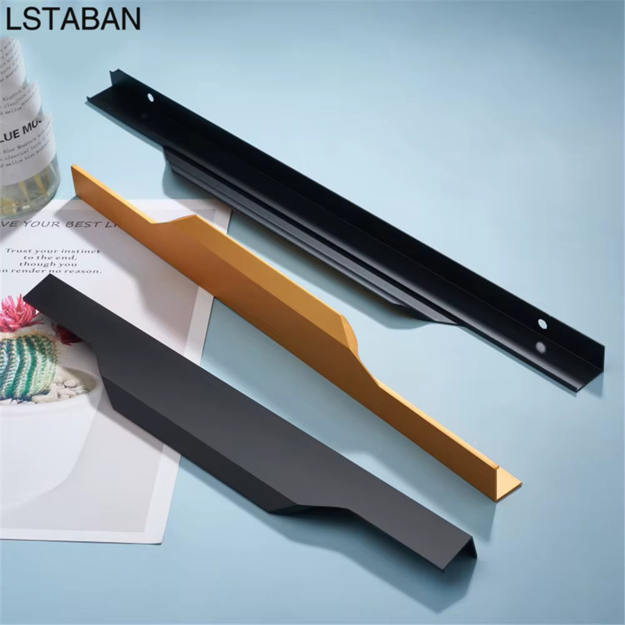 LSTABAN Möbelschrankgriff aus Aluminiumlegierung in Schwarz oder Gold, moderner Griff für Küchenschränke und Schubladen, mattes Finish - Bild 3