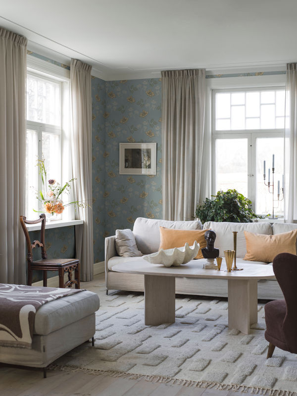 BoråsTapeter Tapete Valborg 5500 in Blau/Hellblau mit floralem Nordic Design aus Vlies - Bild 2