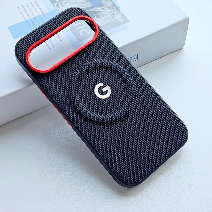 Sturzsichere Stoffhülle mit Magnetverschluss und Metall-Kameraabdeckung für Google Pixel 11, 10, 9 Pro XL und 10A in Grün - Bild 1