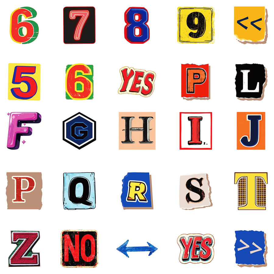 Wasserdichte Retro Englisch Alphabet Dekorative Aufkleber in Bunt für Notebook und Schreibwaren, 50 Stück - Bild 5