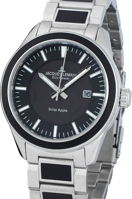 Jacques Lemans Armbanduhr Solar, Edelstahl, 40 mm, Herren, Schwarz - Bild 1