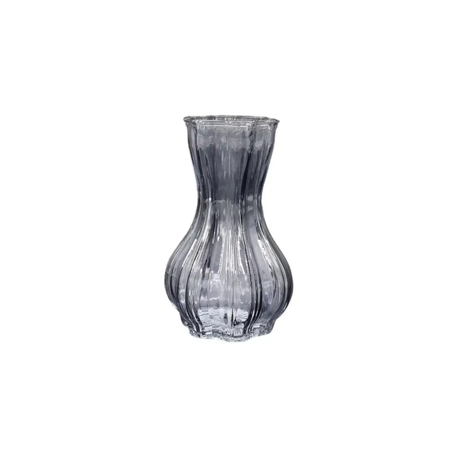 House of Nature Vase Flin Fion aus Glas in Grau mit Rillenstruktur, Höhe: 15 cm - Bild 1