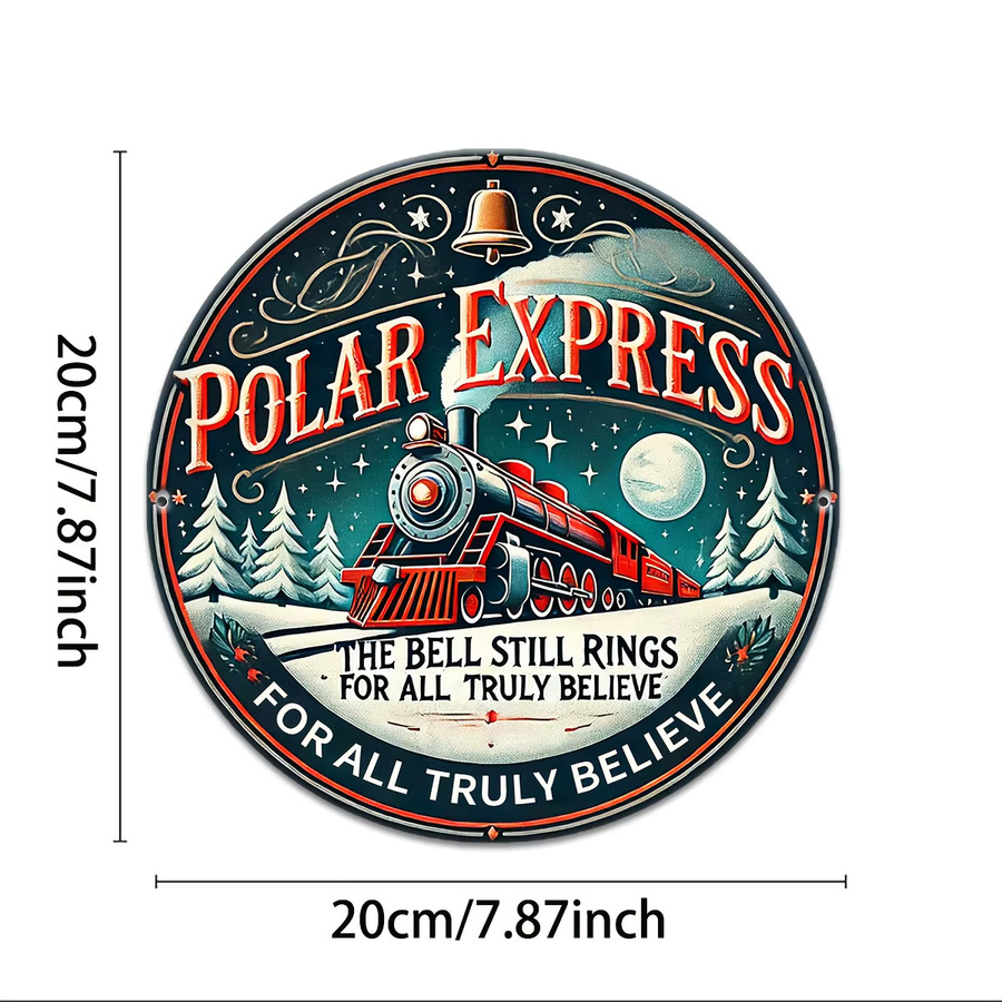 Potdemiel Rundes Eisenschild Polar Express Weihnachtsdeko in Schwarz und Mehrfarbig - Bild 2