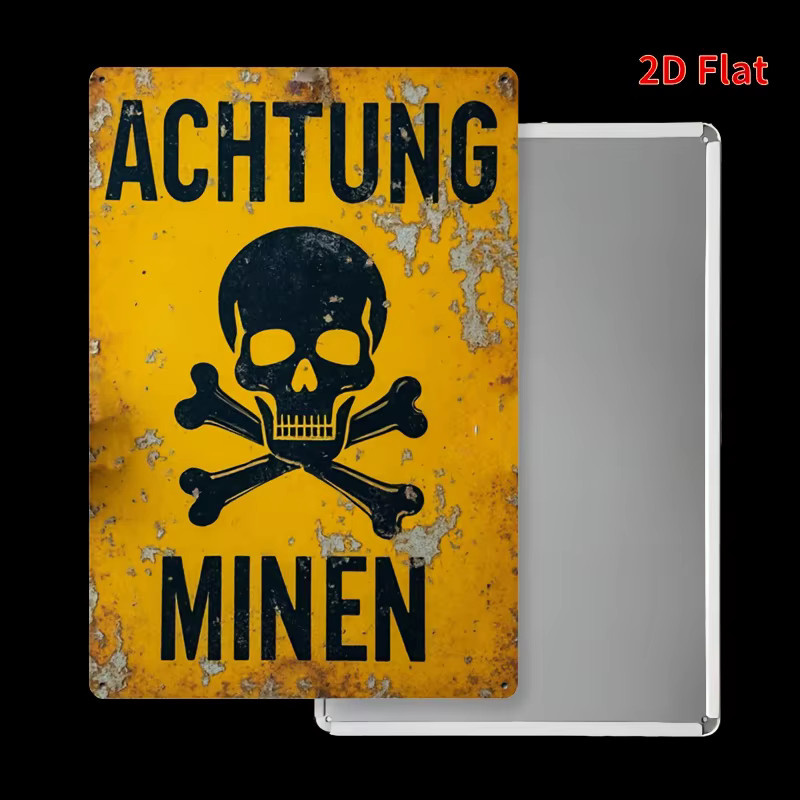 HELLOYOUNG Warnschild Totenkopf mit gekreuzten Knochen als Metallblechschild in Gelb, B/H: 30,0 x 20,0 cm - Bild 4