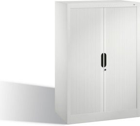 C+P Akten-Sideboard Omnispace mit Rollladen und Schloss, Weißaluminium, H: 123 cm, B: 80 cm, T: 42 cm - Bild 1