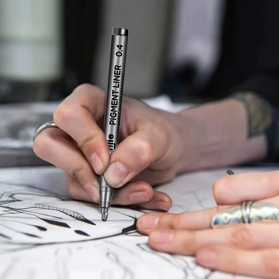 9 Stück wasserfeste Fineliner in Schwarz für Kunst und Schule - Bild 3