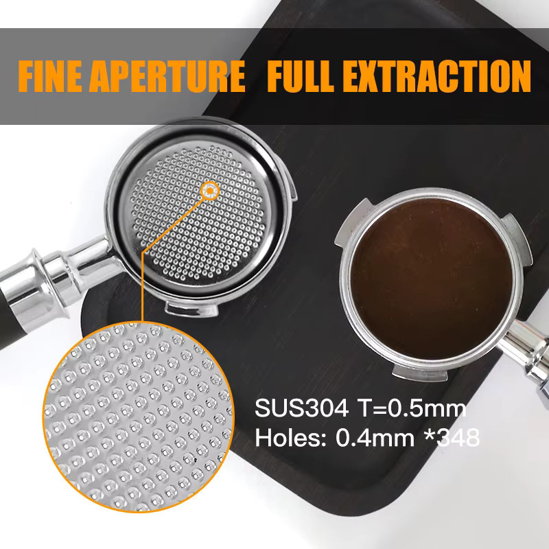Kisshome Bodenloser Siebträger aus Edelstahl in Silber für Homix H11 Oster Cecotec Hibrew Kaffeemaschinen, 51 mm, rund - Bild 2