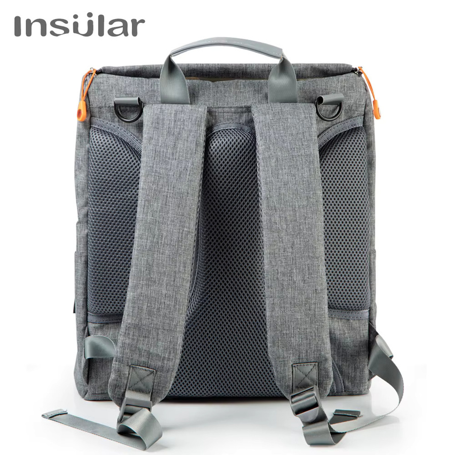 Insular Windeltasche als Rucksack für Kinderwagen und unterwegs in Blau und Grau - Bild 2