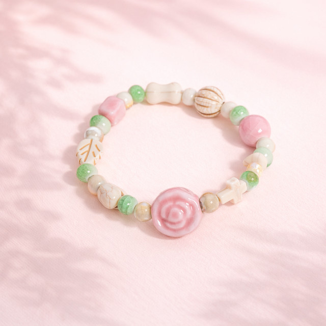 Armband Rosa Rosen-Keramik, Verstellbar, Kinder - Bild 1