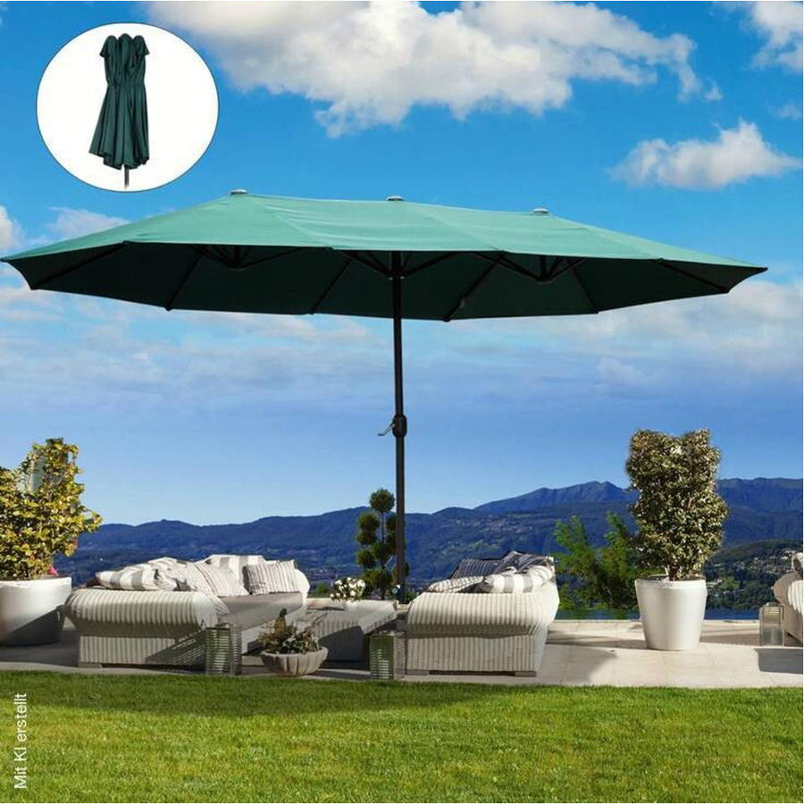 Outsunny Marktschirm in Dunkelgrün aus Stahl und Polyester, B: 270 cm, H: 240 cm, L: 460 cm - Bild 2
