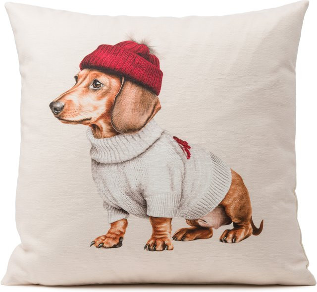 Kissenhülle CHICO Dackel von Gozze in Beige aus Polyester - Bild 1