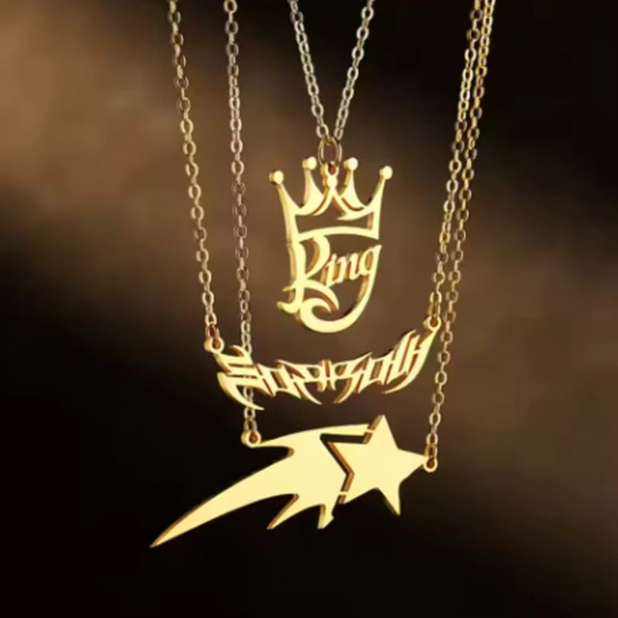 Personalisierte Halskette mit Anhänger, Edelstahl, Gold - Bild 2