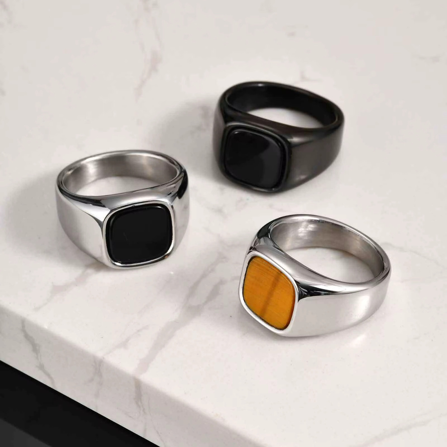 VNOX Ring, Edelstahl, Tigerauge, Herren, Silber - Bild 4