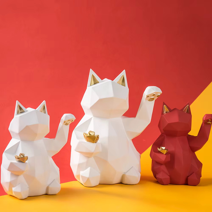 RAKKS Zhaocai Katze Dekofigur aus Harz für Wohnzimmer und Schlafzimmer - Bild 3
