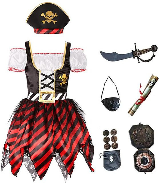 MARKET-2 Deluxe Piratenkostüm Piratenprinzessinnenkleid mit Hut und Zubehör Set - Bild 1