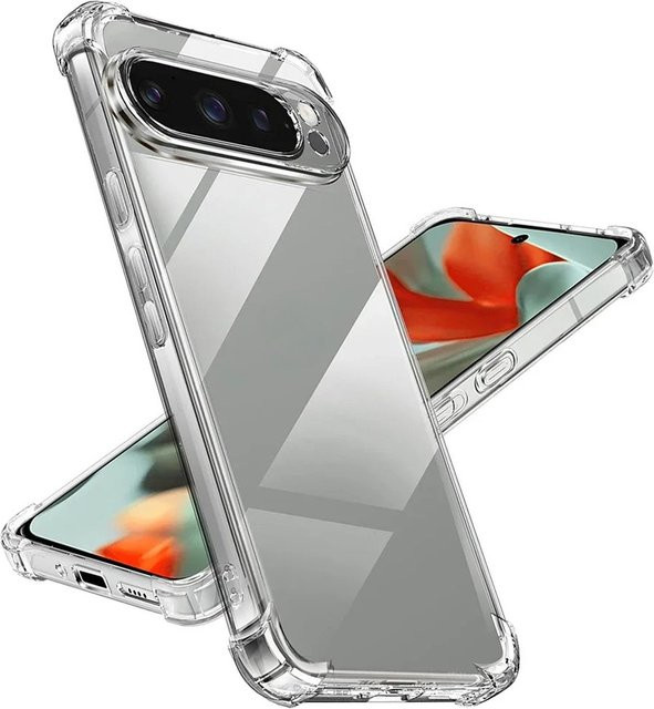 Stoßfeste Silikon-Schutzhülle für Google Pixel 10 9 8 7 6 Pro XL 9A 8A 7A 6a in Transparent mit Airbag-Stoßstangen-Schutz - Bild 1