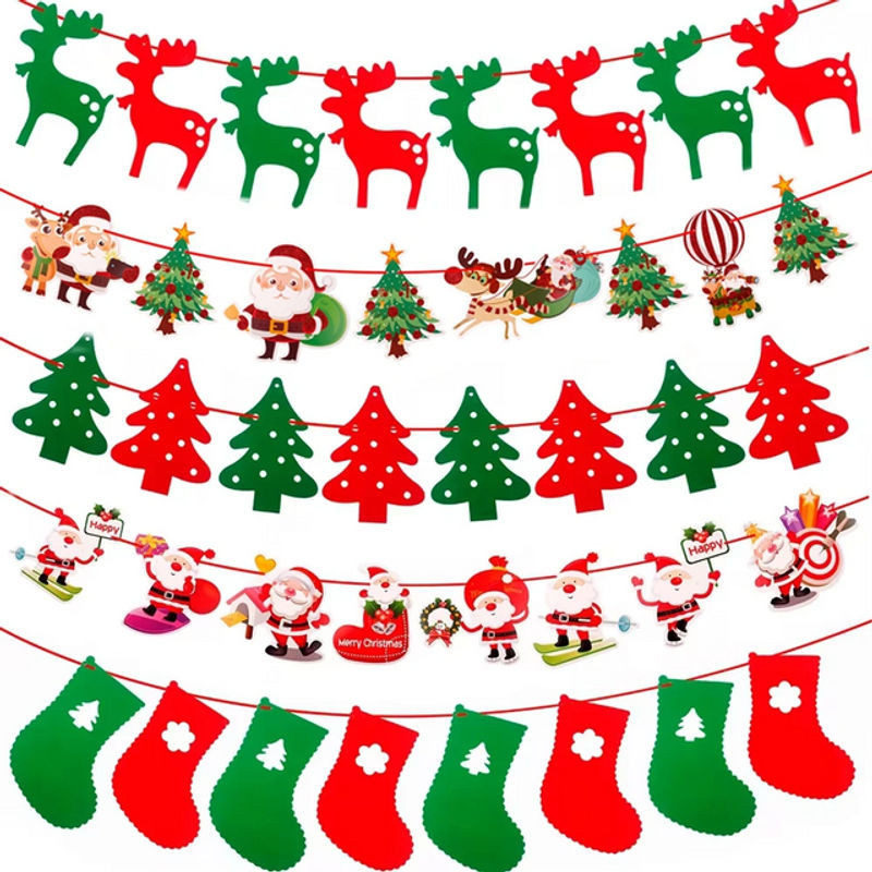 Huiran Weihnachtsbanner-Girlande aus Papier in Mehrfarbig für deine Weihnachtsdekoration - Bild 1
