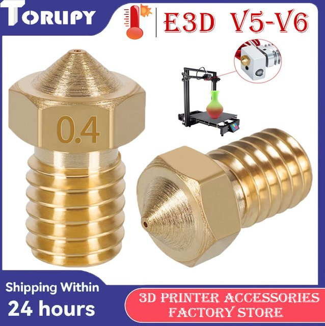 E3D V5-V6 Hotend Düse aus Messing in Gold für 1,75 mm Filament, passend für Titan Extruder und Prusa i3 MK3S - Bild 1