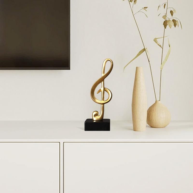 Yiran Furniture Musikalische Notenfiguren Skulptur aus Harz in Gold als kreative Dekoration für Klavier, Büro oder Schreibtisch - Bild 5