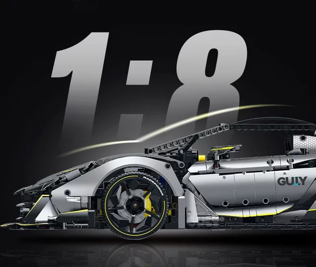 Inhaw ONE OFF Raceforge Supercar Bausteine Set, 1:8 Fernbedienung Sport Auto Modell in Grau mit 3392 Teilen für Erwachsene - Bild 1