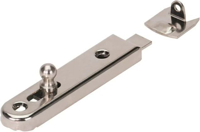 Hettich Möbelriegel gerade vernickelt in Silber mit Schrauben, Maße: 16 mm x 70 mm - Bild 1