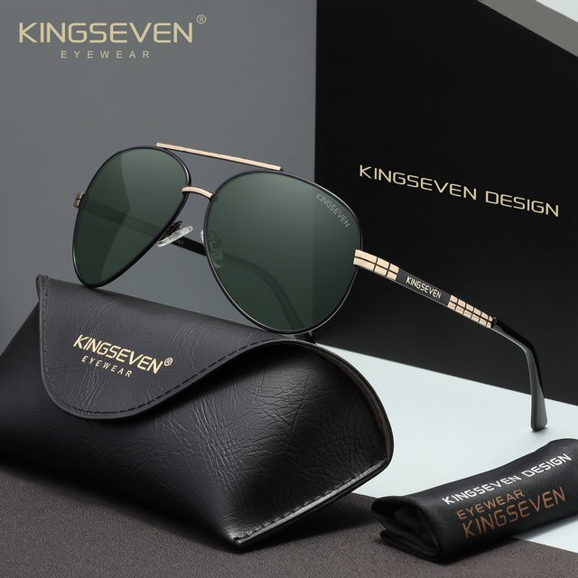 KINGSEVEN Sonnenbrille Aviator, Metall, Vollrand, polarisiert, Unisex - Bild 1