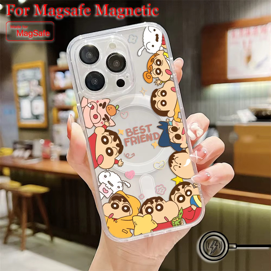Potdemiel MagSafe Handyhülle im Anime Shin-Chan Design für iPhone 16 15 14 13 12 11 Pro Max Plus X XR XS Max Transparent Soft TPU Cover - Bild 2
