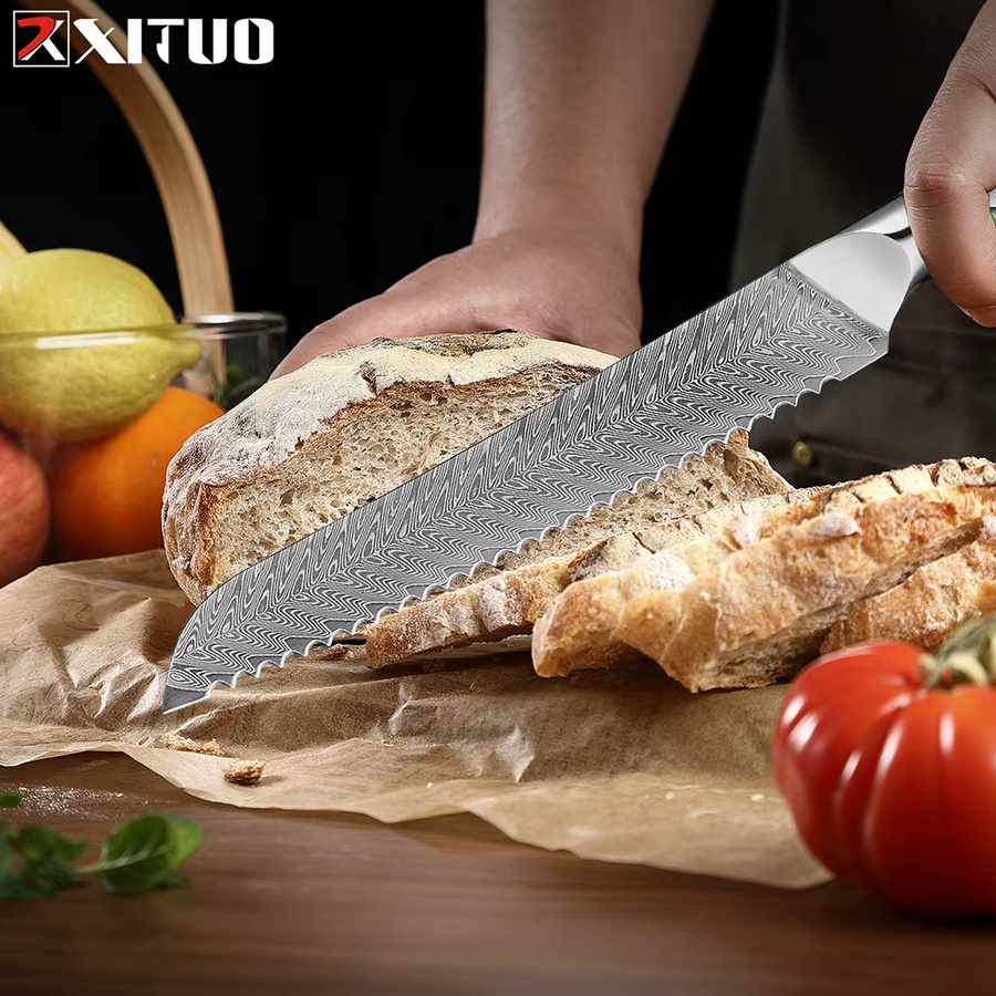 Xituo Japanisches Brotmesser mit 20,32 cm gezackter Klinge zum Schneiden von Sauerteigbrot - Bild 6