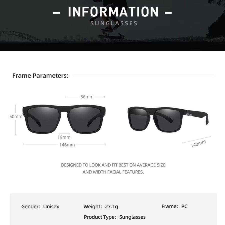 VAGHOZZ Sonnenbrille, quadratisch, Vollrand, Kunststoff, schwarz, Unisex - Bild 1