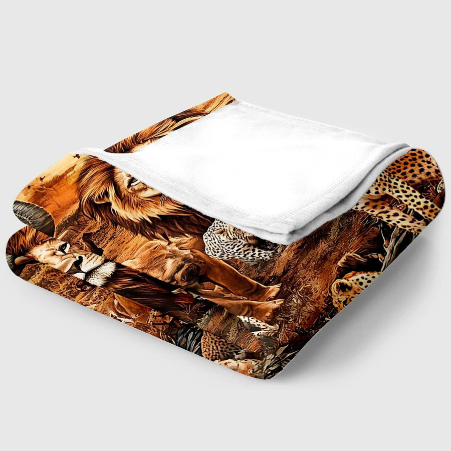 JMG Household Supplies Afrikanische Safari Tiere Decke mit Löwe, Elefant und Giraffe aus weichem Coral Fleece, Mehrfarbig, Breite: 70 cm, Höhe: 100 cm - Bild 2