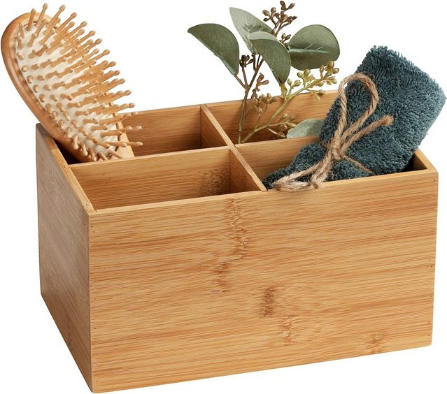 Wenko Bambus Box Terra in Braun mit 4 Fächern, B/T/H: 22 x 12 x 14 cm - Bild 1