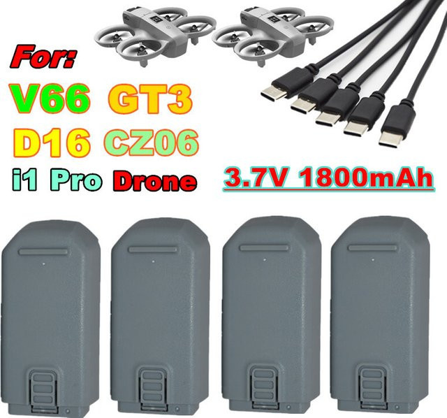 PYLRC Original-Akku 3,7 V 1800 mAh für GT3 RC-Drohne und V66 Mini-Quadcopter in Grau - Bild 1