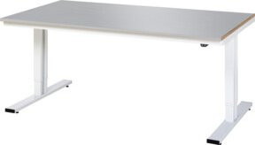 Rau Werktisch Adlatus elektrisch höhenverstellbar mit Edelstahlbelag, silber/lichtgrau, B/T/H: 200 x 100 x 72-112 cm - Bild 1