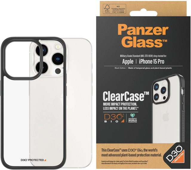 PanzerGlass Clear Case für iPhone 15 Pro in Transparent und Schwarz - Bild 1