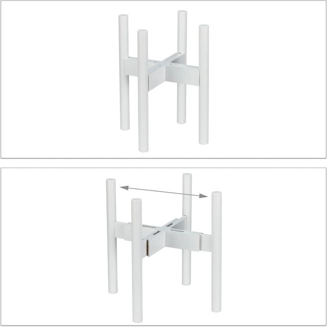 Verstellbarer Relaxdays Blumenständer aus Bambus in Weiß, Höhe: 35,5 cm, Durchmesser: 29,5 cm bis 37,5 cm - Bild 1