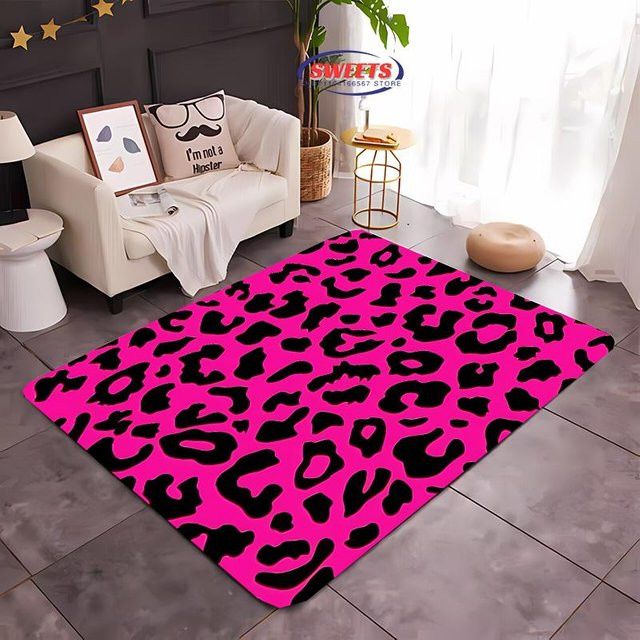 AISILK MOON Teppich mit Leopardenmuster in Bunt und Pink, rutschfest und modern, B/L: 120 x 160 cm - Bild 1
