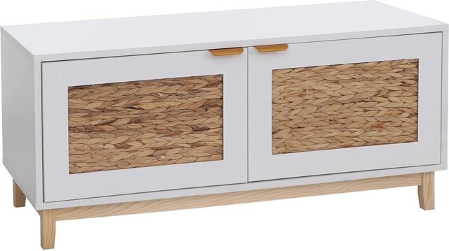 MCW Sitzbank P54 als Garderobenbank und Schuhregal mit Wasserhyazinthefront, Weiß, B/T/H: 100 x 45 x 42 cm - Bild 2