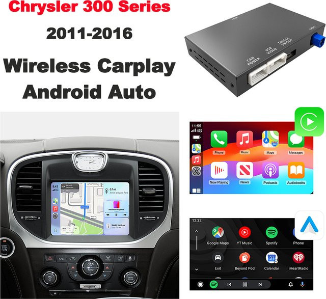 ANYFAR Drahtlose CarPlay und Android Auto Retrofit Kit Decoder Box für Chrysler 300 Serie 2011-2016, Schwarz - Bild 1