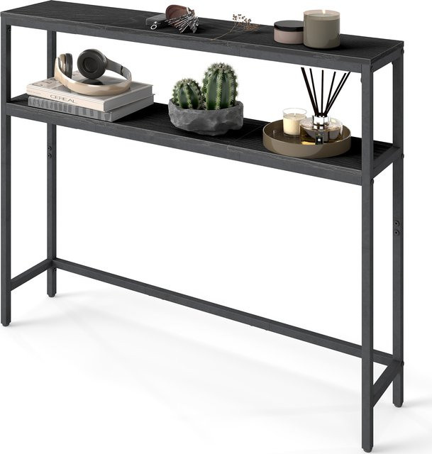 VASAGLE Konsolentisch im Industrial Design mit 2 Ablagen, Anthrazit/Schwarz, B/T/H: 100 x 20 x 80 cm - Bild 1
