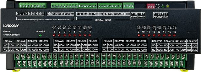 KinCony E16v3 RS485 Modbus DIN-Schienen-Relaismodul mit 16A und abnehmbaren Relais in Schwarz - Bild 1