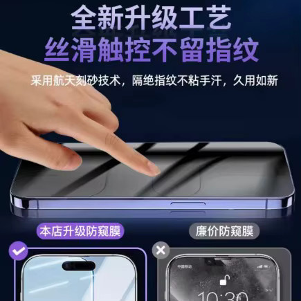 2er-Set CHAOYIDIAN Sichtschutzfolien für iPhone 17 Pro Max, 16, 15, 14 und 13, transparent - Bild 3
