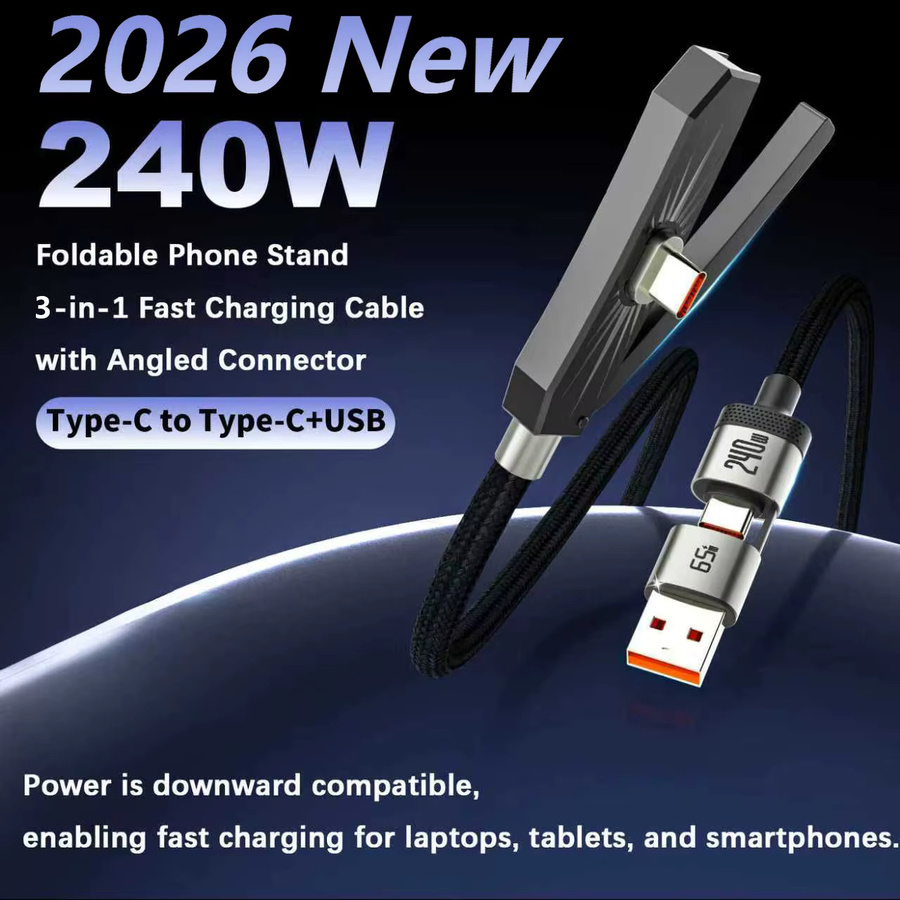 ILEPO 2-in-1 Standladegerät mit Telefonhalter und Kabel, 240W Schnellladestation mit USB-C und USB-A, Schwarz - Bild 4